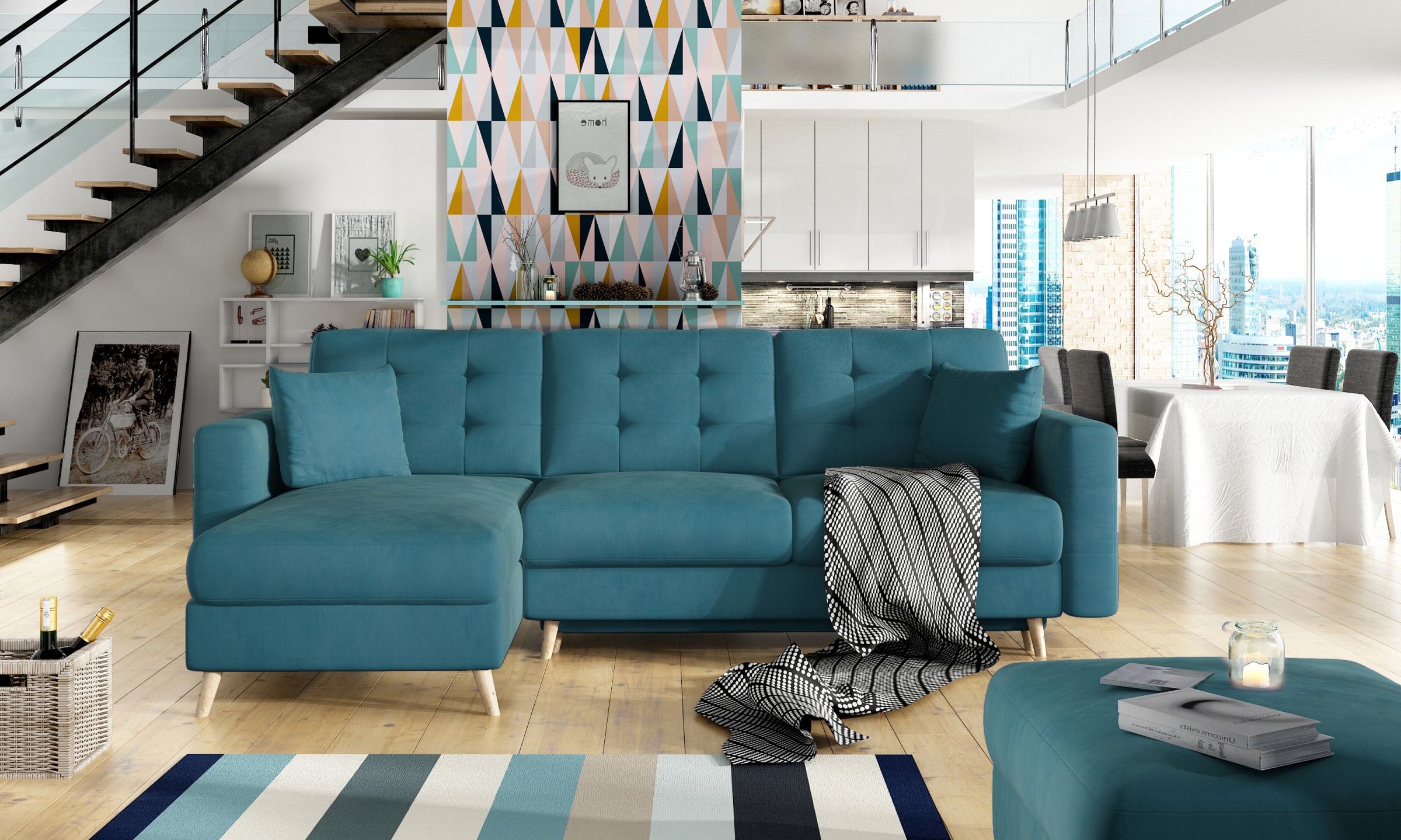 Eltap Rohová rozkládací sedací souprava ASGARD L 248 cm Mat Velvet 75 zelená univerzální - Obrázek 2