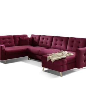 Eltap Rohová rozkládací sedací souprava ASGARD U 326 cm Mat Velvet 68 vínová univerzální