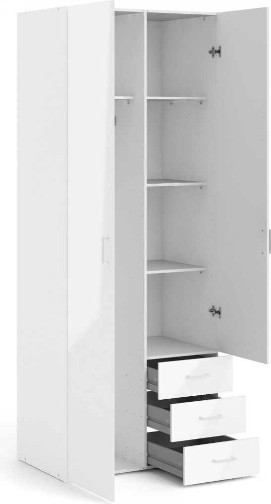 FALCO Šatní skříň Sida 77 cm bílý lesk - Obrázek 2