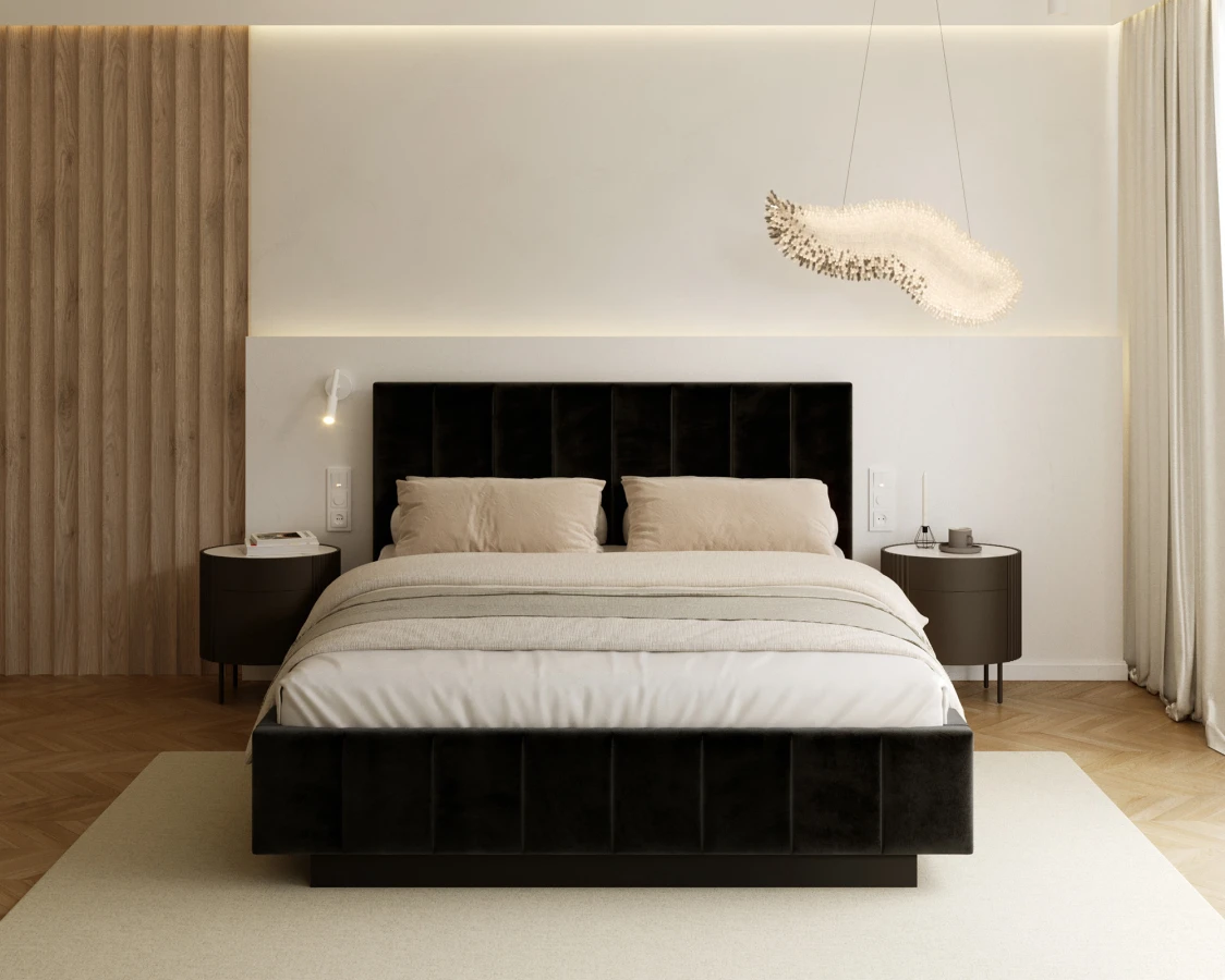 FDM Čalouněná postel Levito se zvedacím roštem Paris černá
