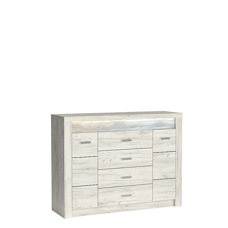 HALMAR Komoda Indianapolis 137 cm dub craft bílý