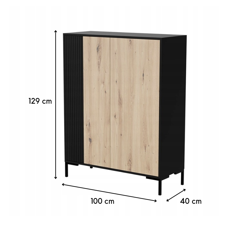 HALMAR Komoda Merci 100 cm černá/dub artisan - Obrázek 2