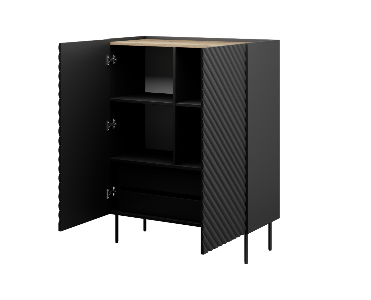 HALMAR Komoda Onda 2D 127 cm černá/dub artisan - Obrázek 2