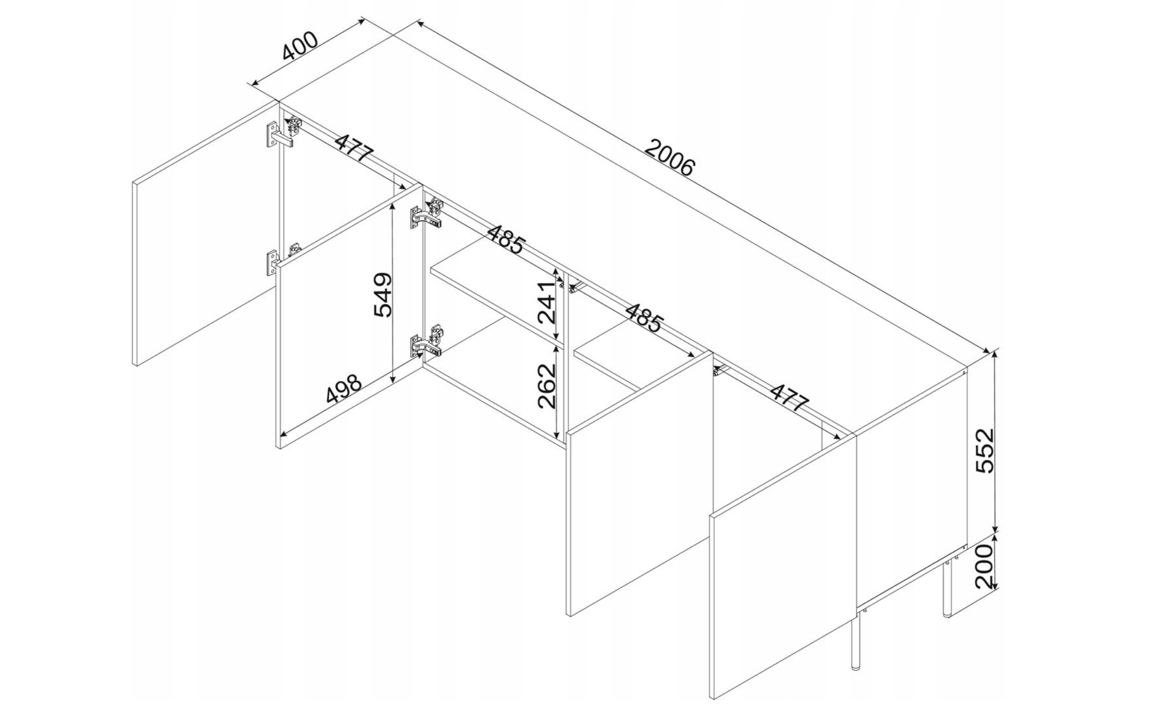 HALMAR Komoda Siena 200 cm černá - Obrázek 2
