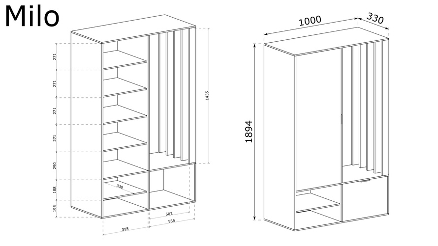 HALMAR Předsíňová stěna MILO UNI se zrcadlem 100 cm zelená - Obrázek 2