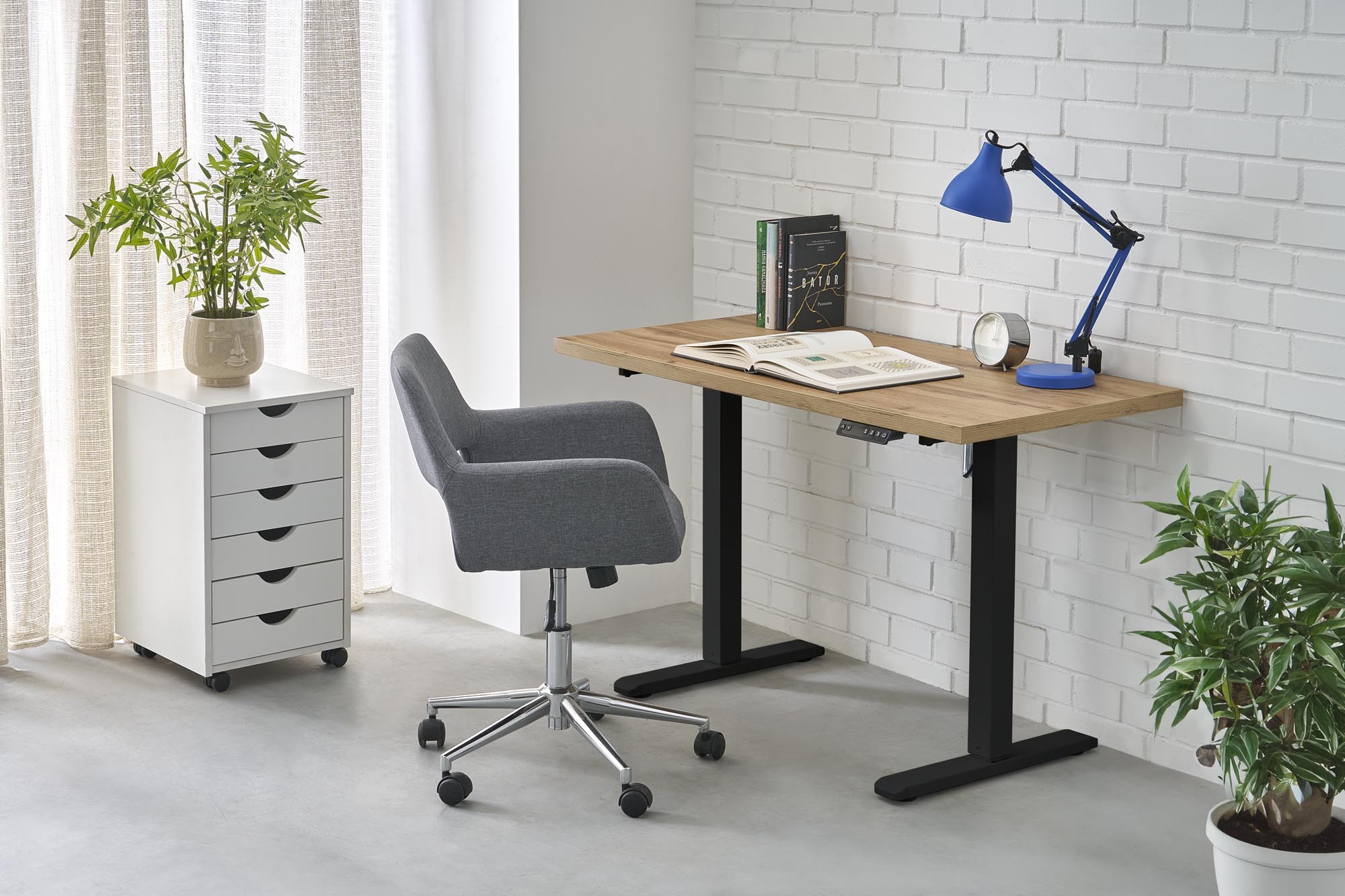 HALMAR Výškově nastavitelný stůl B54 120 cm dub artisan/černý - Obrázek 2