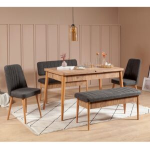 Hanah Home Jídelní set Vina 5D borovice atlantská/antracit