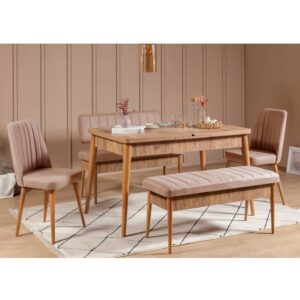 Hanah Home Jídelní set Vina 5D borovice atlantská/béžová