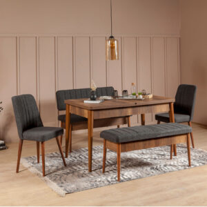Hanah Home Jídelní set Vina 5D ořech/antracit