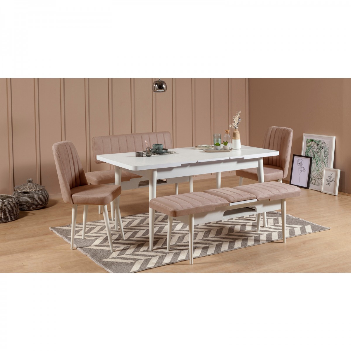 Hanah Home Jídelní židle VINA béžová/bílá - Obrázek 2