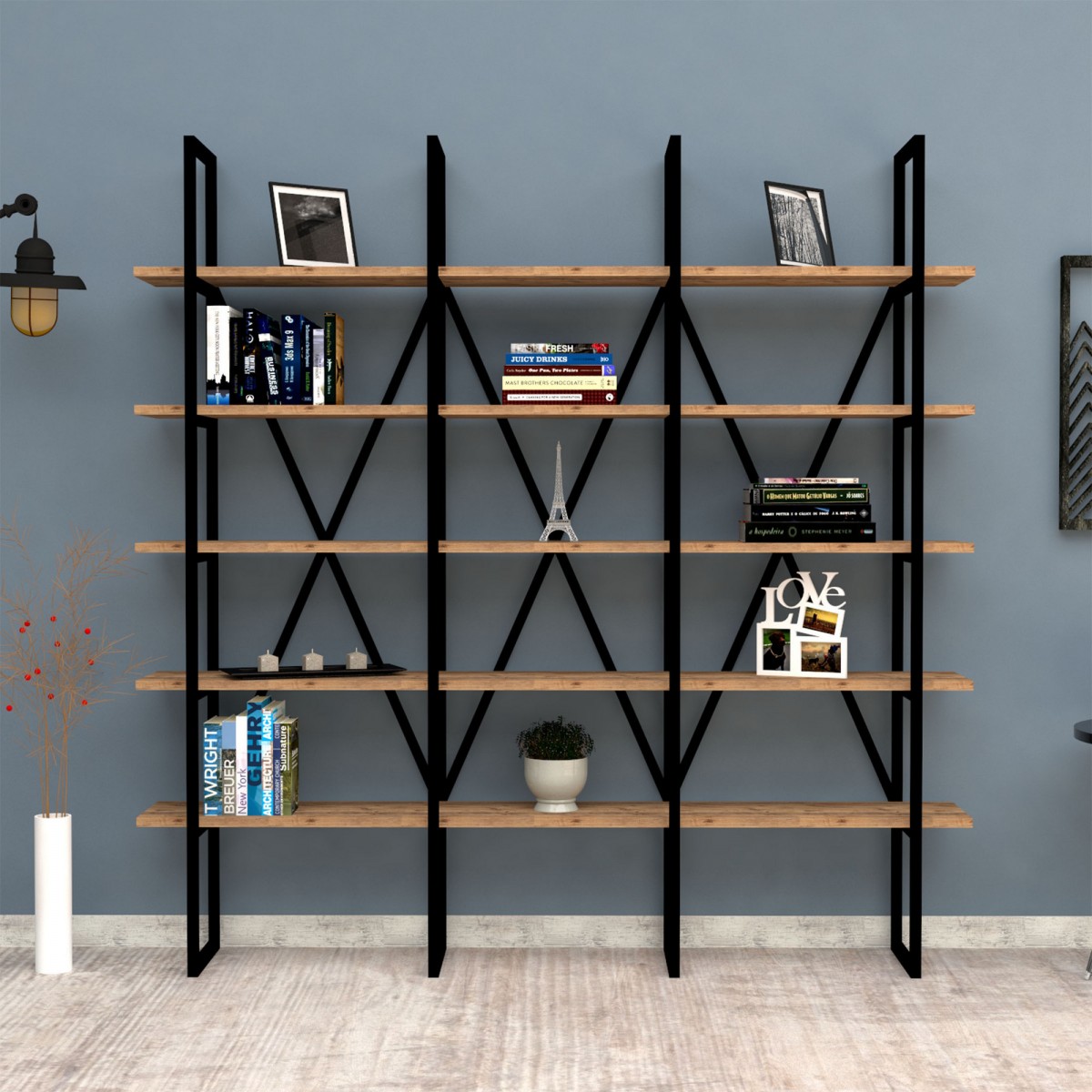 Hanah Home Knihovna Beylerbeyi 160 cm dub artisan/černá - Obrázek 2