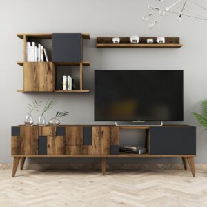 Hanah Home Obývací stěna Madrid antracit/ořech