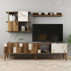 Hanah Home Obývací stěna Madrid bílá/ořech