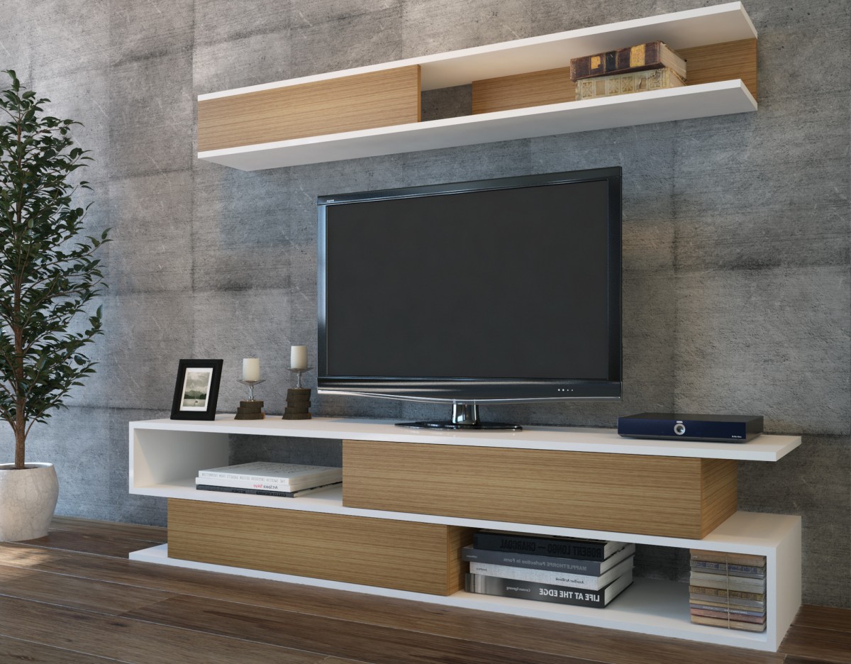 Hanah Home Obývací stěna Sims hnědá/bílá