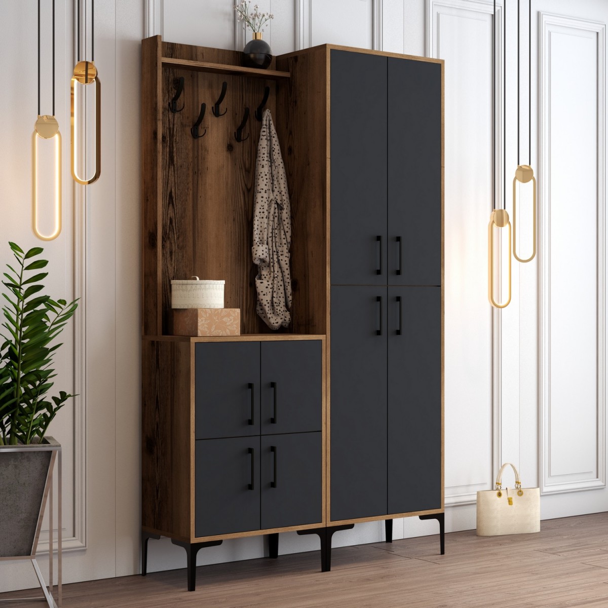 Hanah Home Předsíňová stěna Berlin ořech/antracit - Obrázek 2