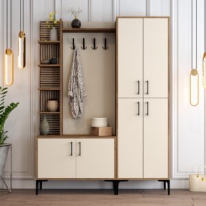 Hanah Home Předsíňová stěna Viyana ořech/krémová
