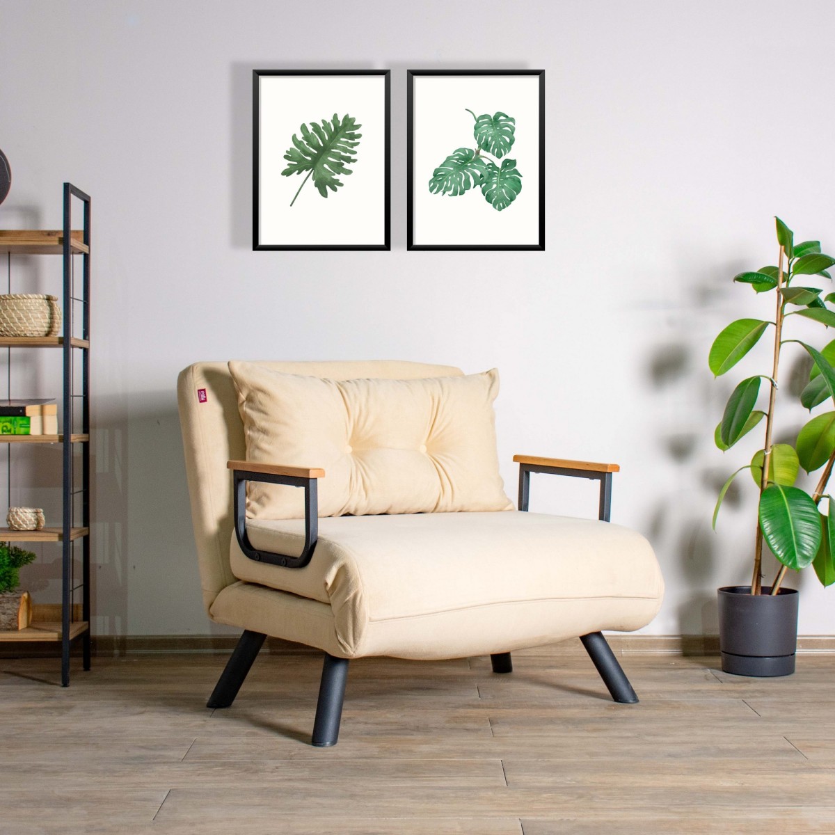 Hanah Home Rozkládací křeslo Sando 60 cm krémové - Obrázek 2