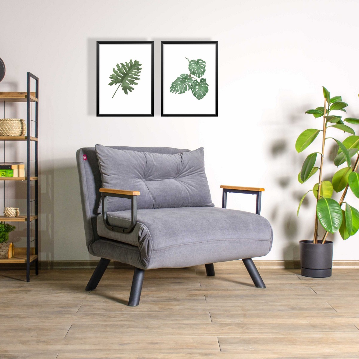 Hanah Home Rozkládací křeslo Sando 60 cm šedé - Obrázek 2
