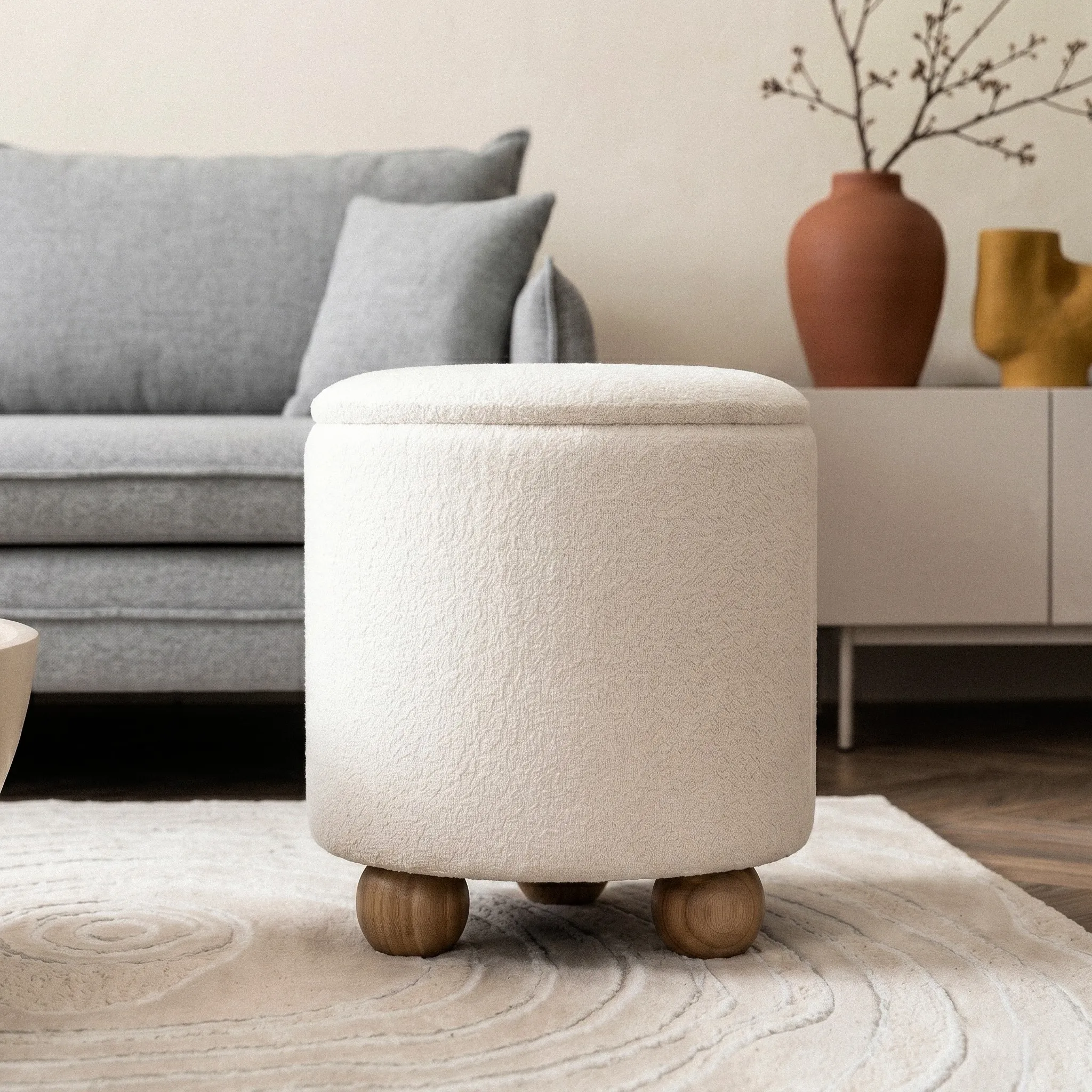 Hector Designový taburet s úložným prostorem Pebble bílý - Obrázek 2