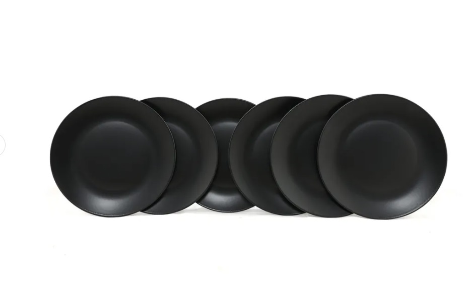 Hermia Keramická sada 6 ks talířů Matte Black 25 cm černá