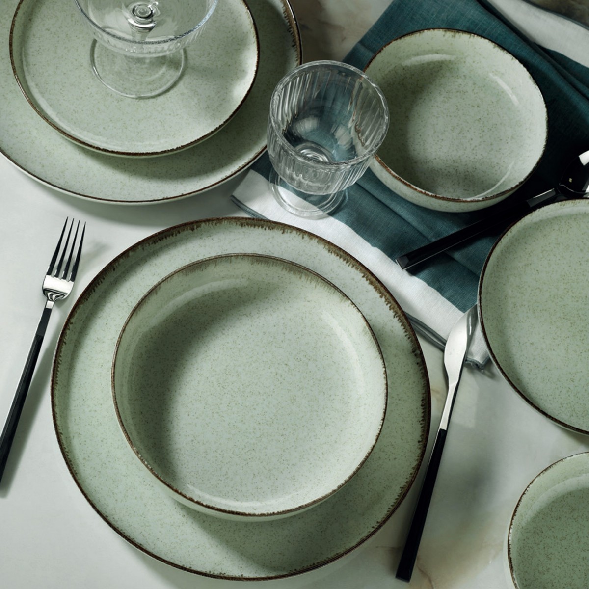 Hermia Porcelánová sada 24 ks talířů GreenFantasy zelená - Obrázek 2