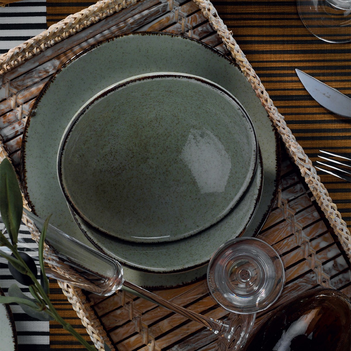 Hermia Porcelánová sada 24 ks talířů GreenGreen zelená - Obrázek 2
