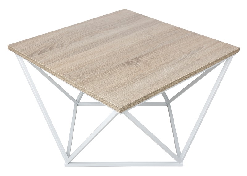HowHomely Konferenční stolek Curved 60 cm bílý/dub tmavý - Obrázek 2