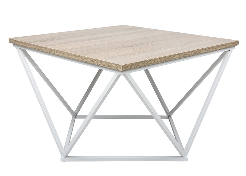 HowHomely Konferenční stolek Curved 60 cm bílý/dub tmavý