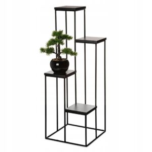 HowHomely Květinový stojan LOFT 110 cm černý