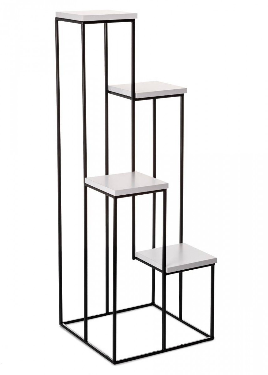 HowHomely Květinový stojan LOFT 110 cm černý/bílý - Obrázek 2