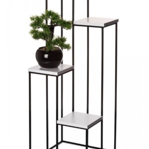 HowHomely Květinový stojan LOFT 110 cm černý/bílý