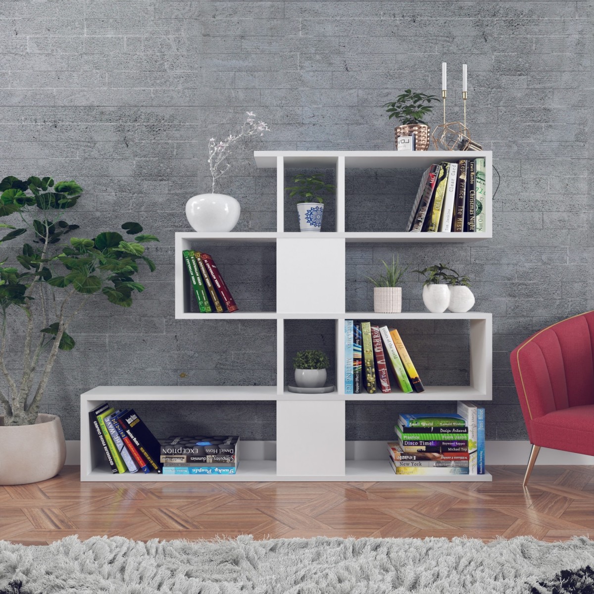 Kalune Design Knihovna Karlin II bílá - Obrázek 2
