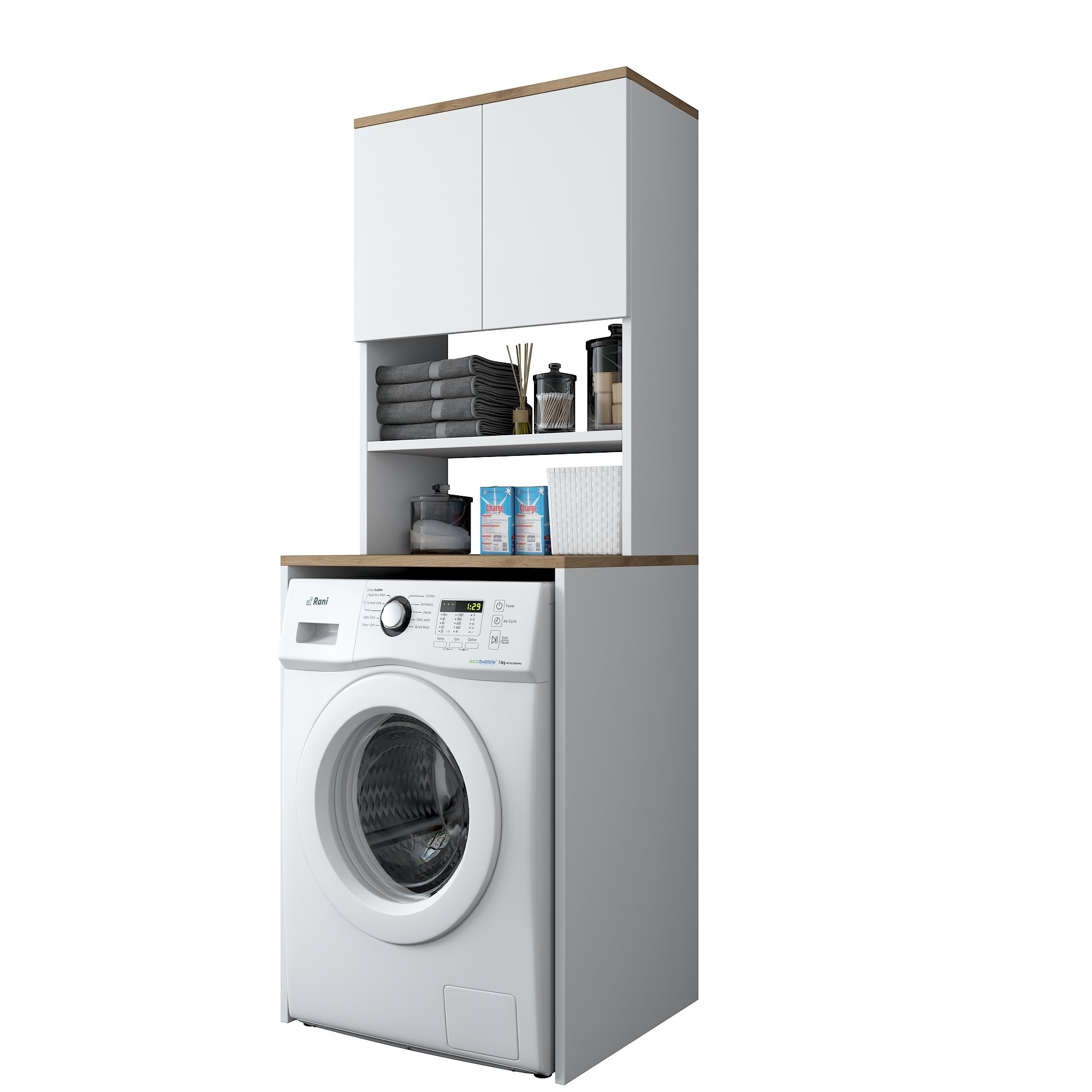 Kalune Design Koupelnová skříňka nad pračku KD101 ořech/bílá