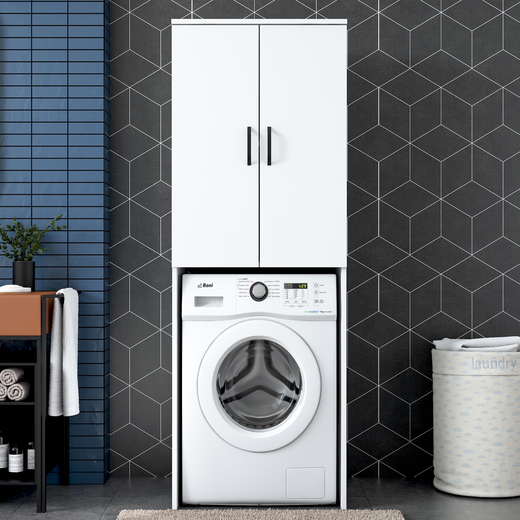 Kalune Design Koupelnová skříňka nad pračku KD110 bílá - Obrázek 2