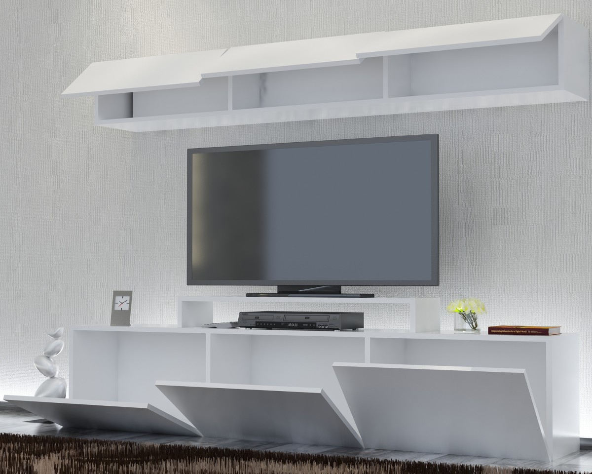 Kalune Design Obývací stěna LINIE 180 cm bílá - Obrázek 2