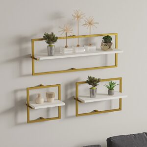 Kalune Design Sada 3 ks nástěnných polic Yeso bílá/zlatá