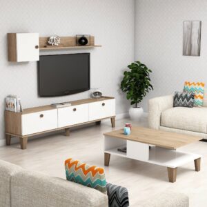 Kalune Design Sada nábytku do obývacího pokoje Sumer dub přírodní/bílá II