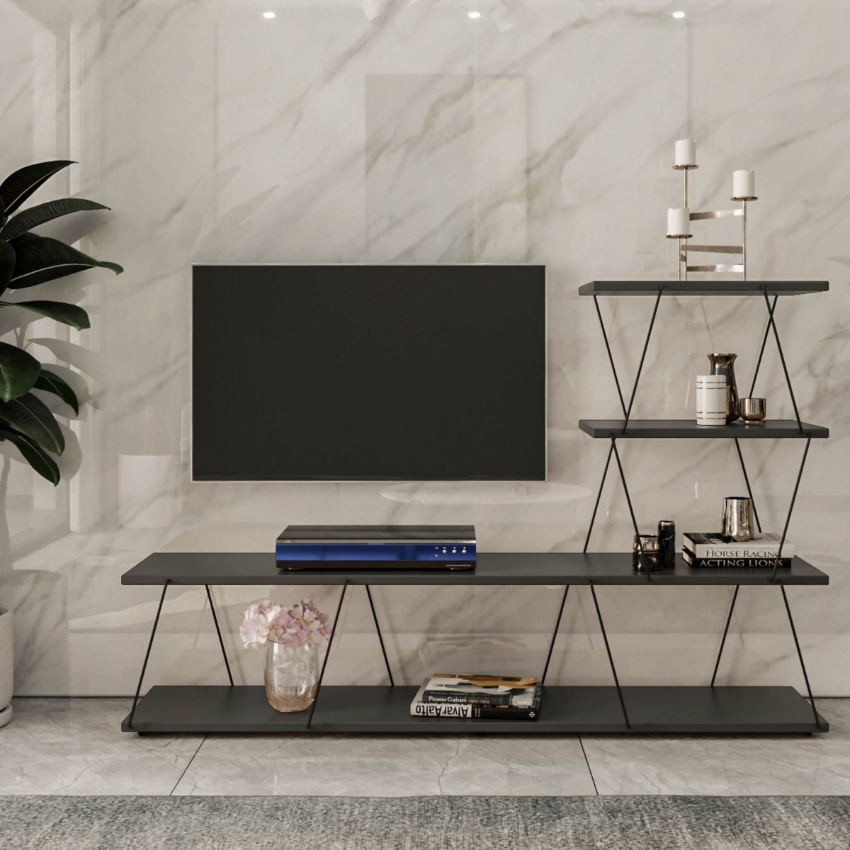 Kalune Design TV stolek ILGAZ 150 cm antracitový - Obrázek 2