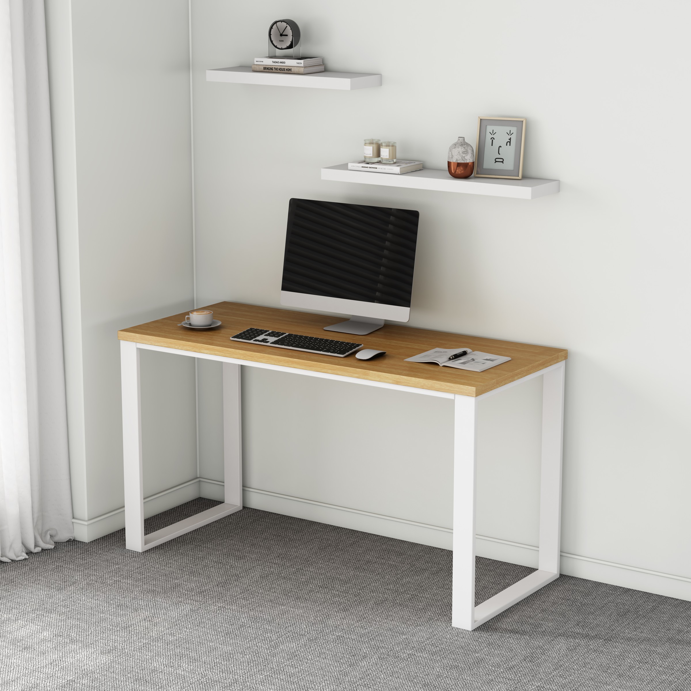 Kancelářský stůl Houseland Nuvia Home 05 140 cm dub/bílý - Obrázek 2