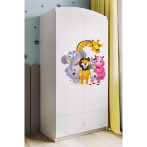 Kocot kids Dětská skříň Babydreams 90 cm ZOO bílá