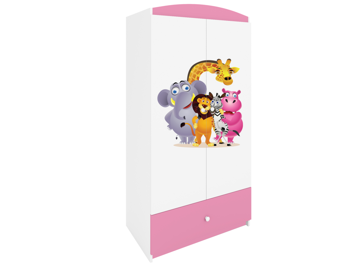 Kocot kids Dětská skříň Babydreams 90 cm ZOO růžová - Obrázek 2