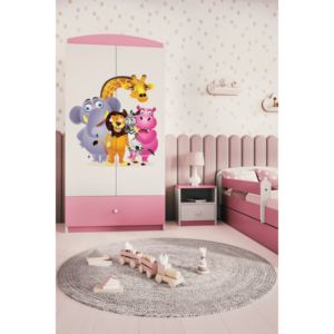 Kocot kids Dětská skříň Babydreams 90 cm ZOO růžová