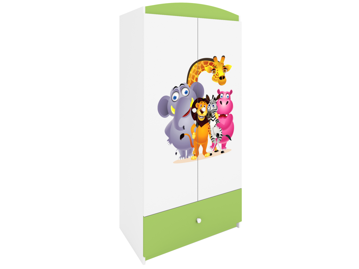 Kocot kids Dětská skříň Babydreams 90 cm ZOO zelená - Obrázek 2