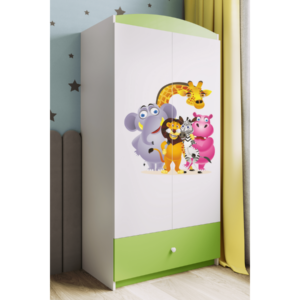 Kocot kids Dětská skříň Babydreams 90 cm ZOO zelená