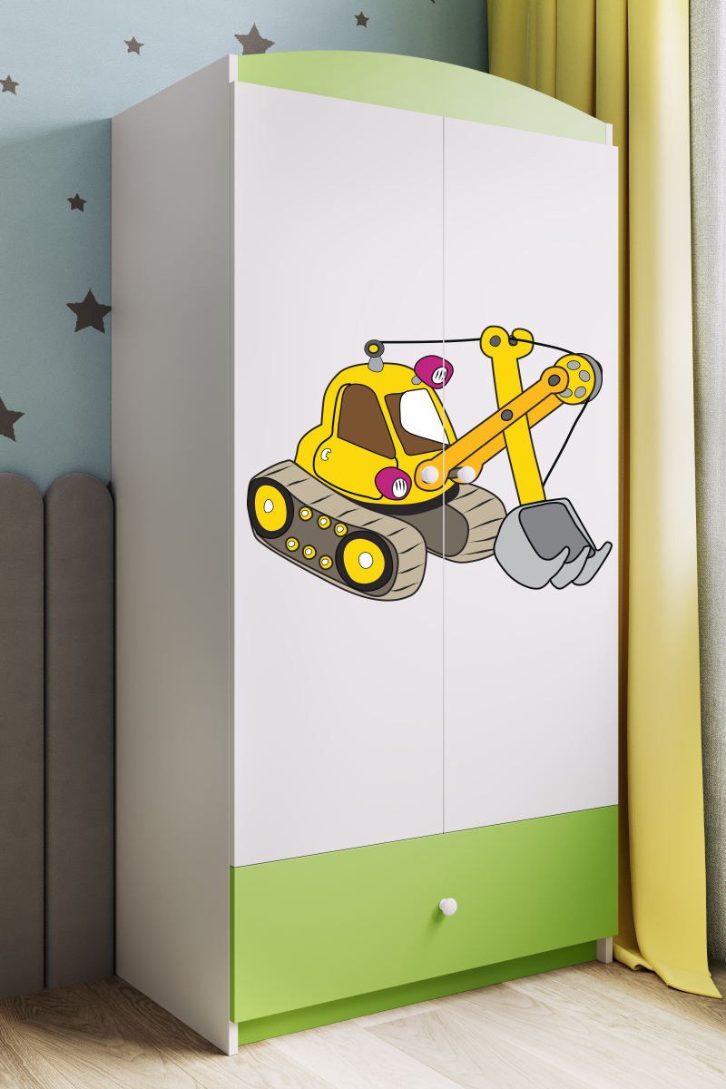 Kocot kids Dětská skříň Babydreams 90 cm bagr zelená