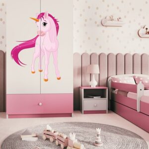 Kocot kids Dětská skříň Babydreams 90 cm jednorožec růžová II