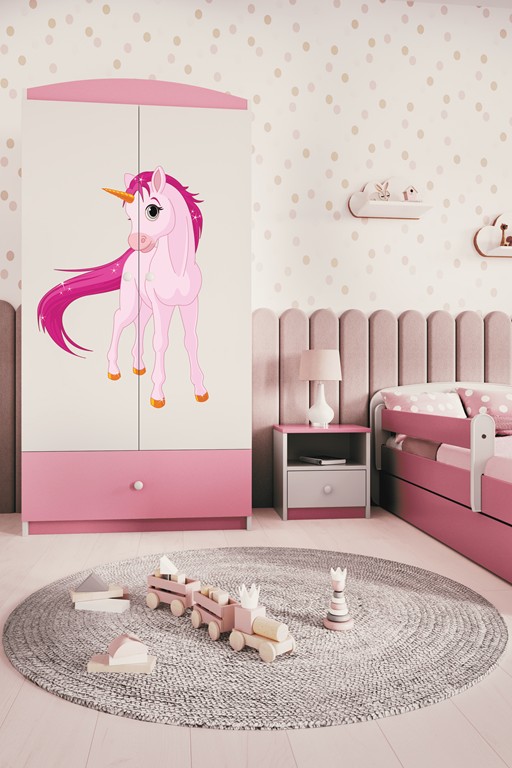 Kocot kids Dětská skříň Babydreams 90 cm jednorožec růžová II