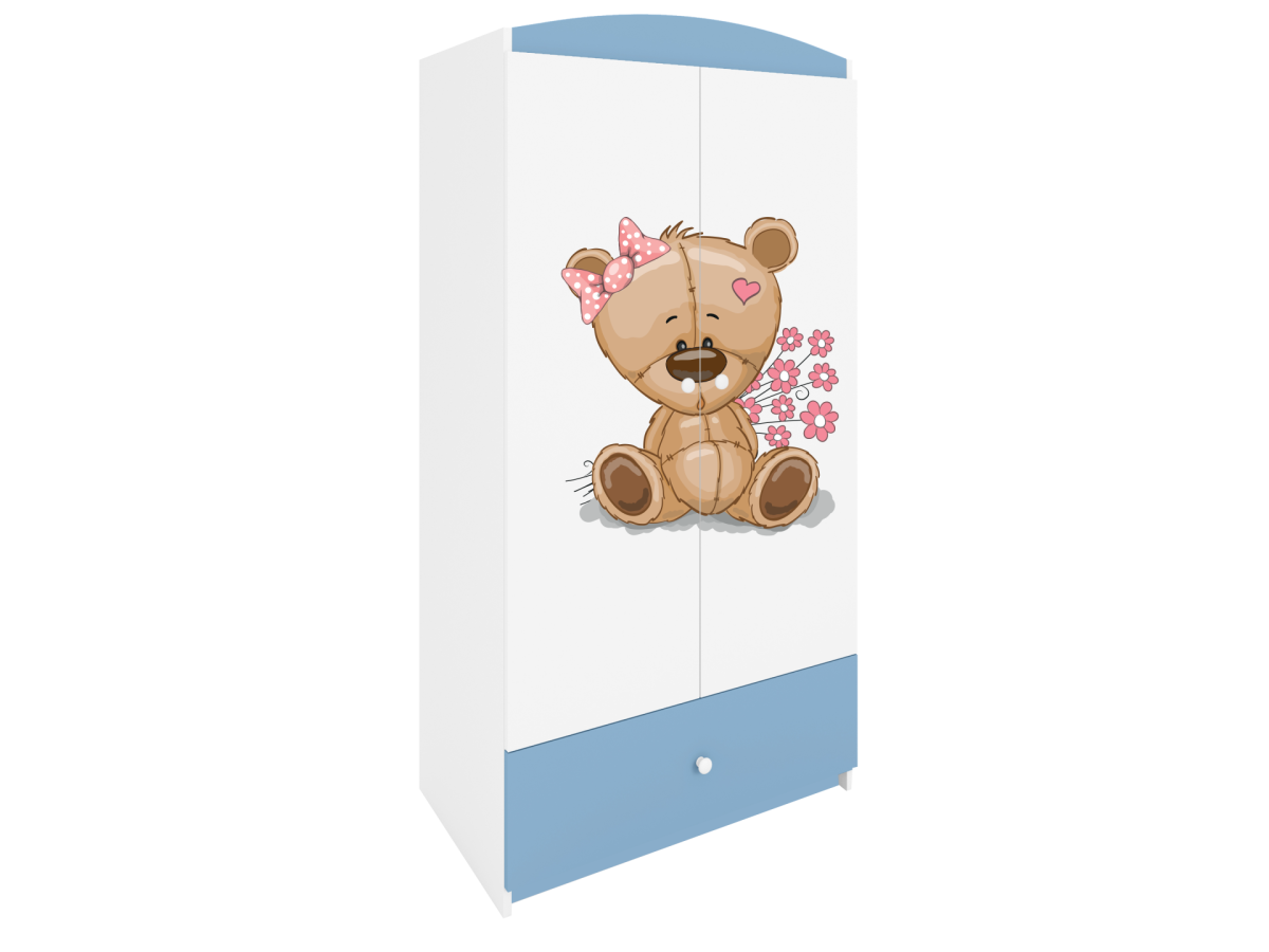 Kocot kids Dětská skříň Babydreams 90 cm méďa s kytičkami modrá - Obrázek 2