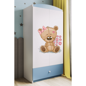 Kocot kids Dětská skříň Babydreams 90 cm méďa s kytičkami modrá