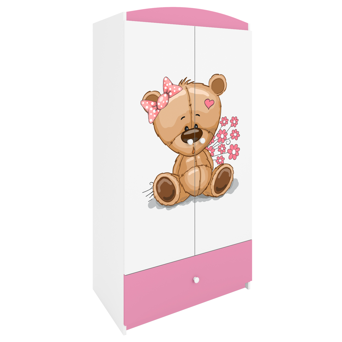 Kocot kids Dětská skříň Babydreams 90 cm méďa s kytičkami růžová - Obrázek 2